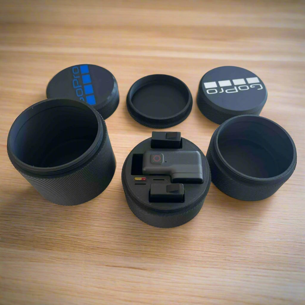 Σετ θηκών GoPro 3D printed σε μαύρο και μαύρο χρώμα.