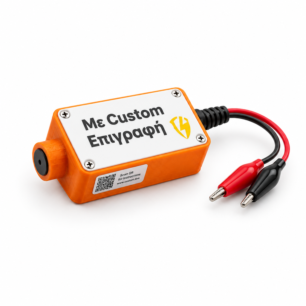 Tester συνέχειας καλωδίων με buzzer 9V σε 3D εκτυπωμένο κουτί PETG